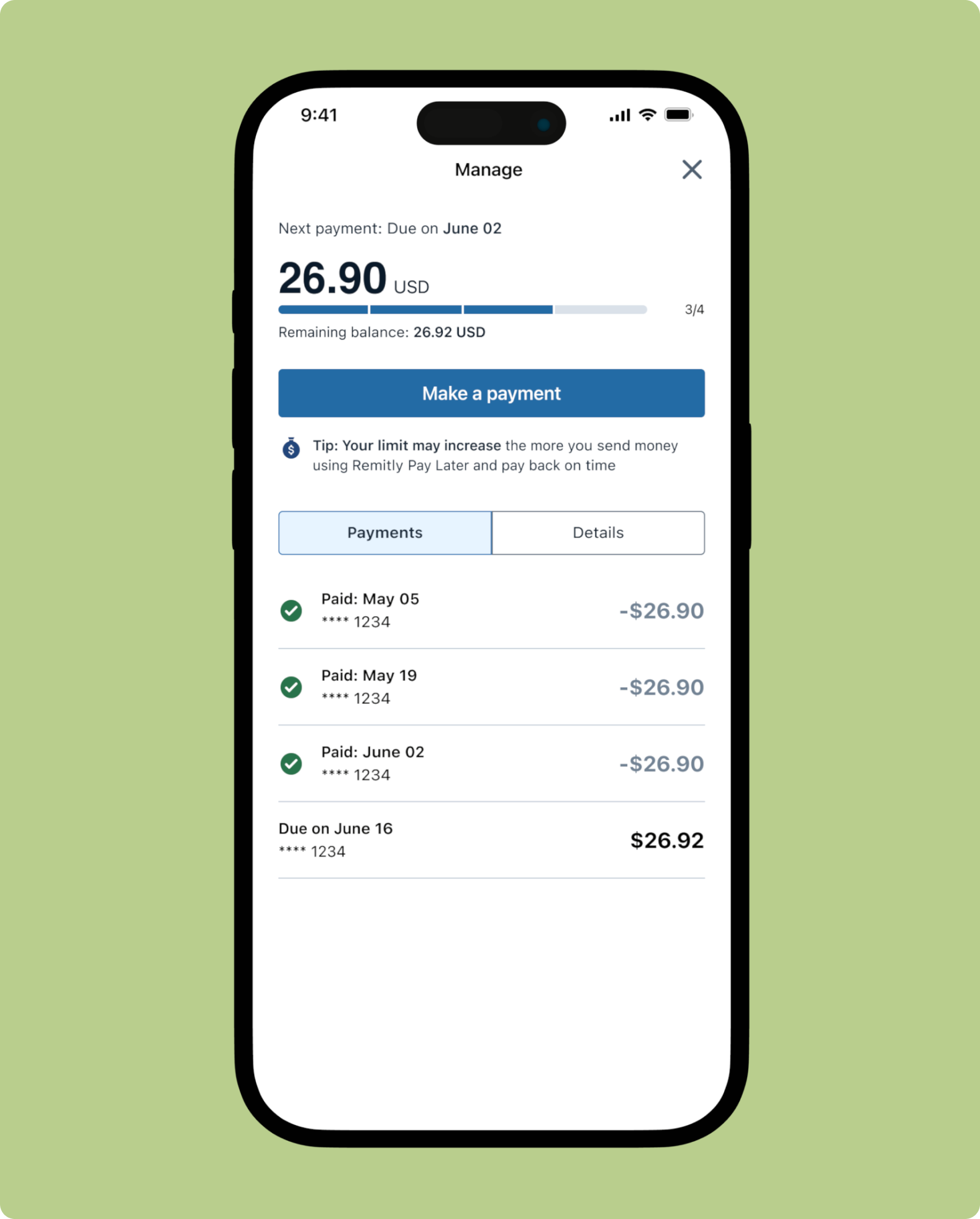 Remitly Pay Later — loan management