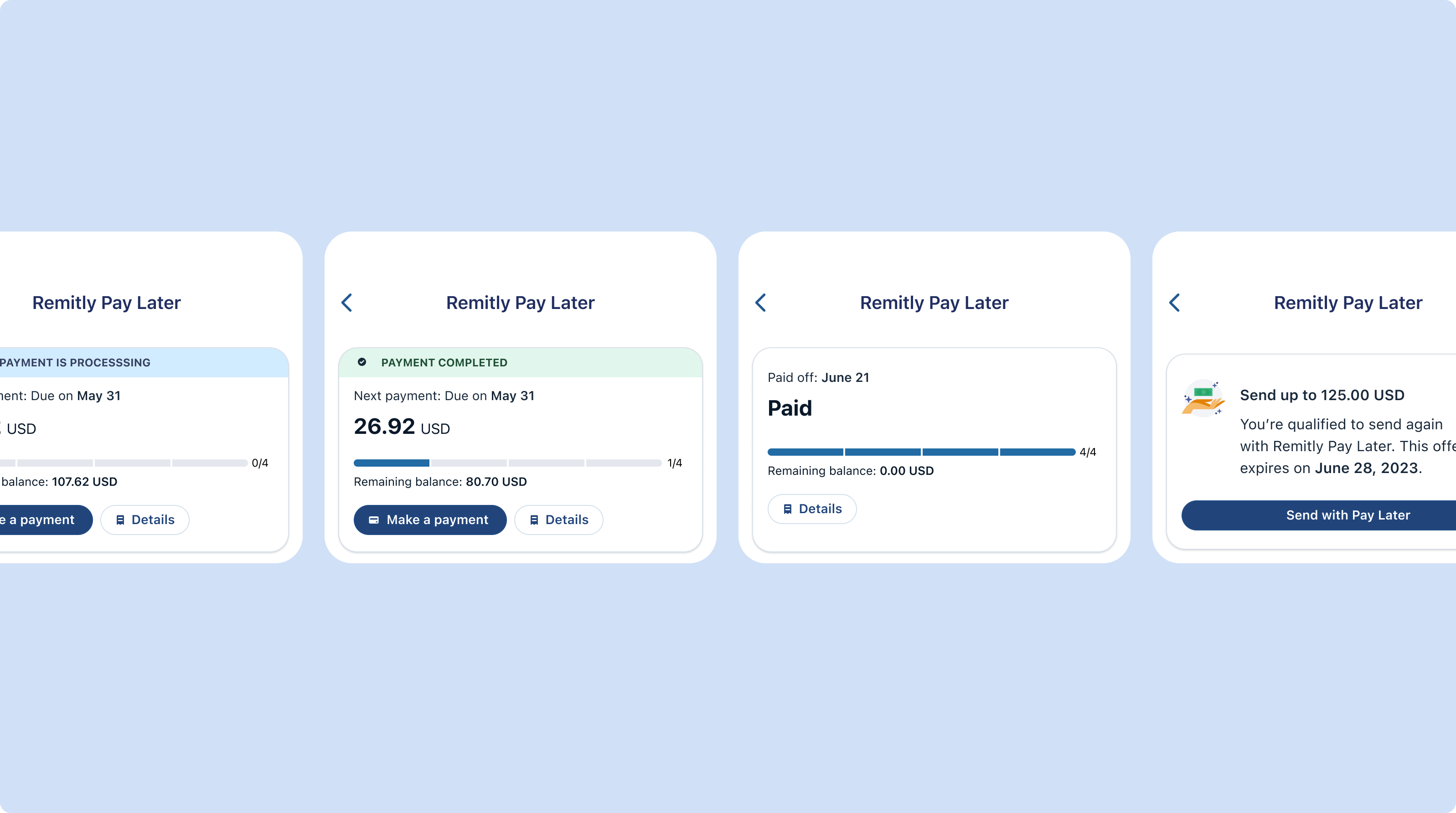Remitly Pay Later — payment cards