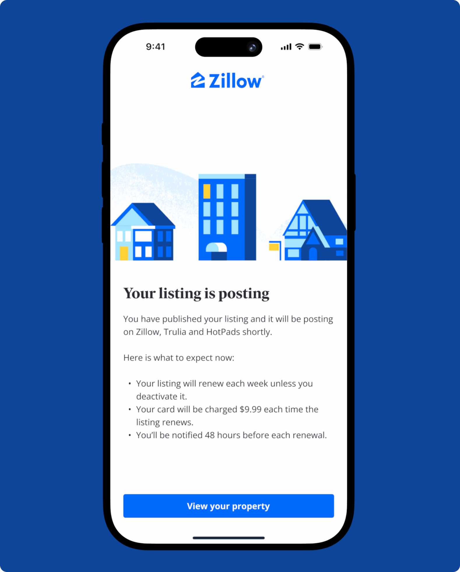 Zillow — listing congrats