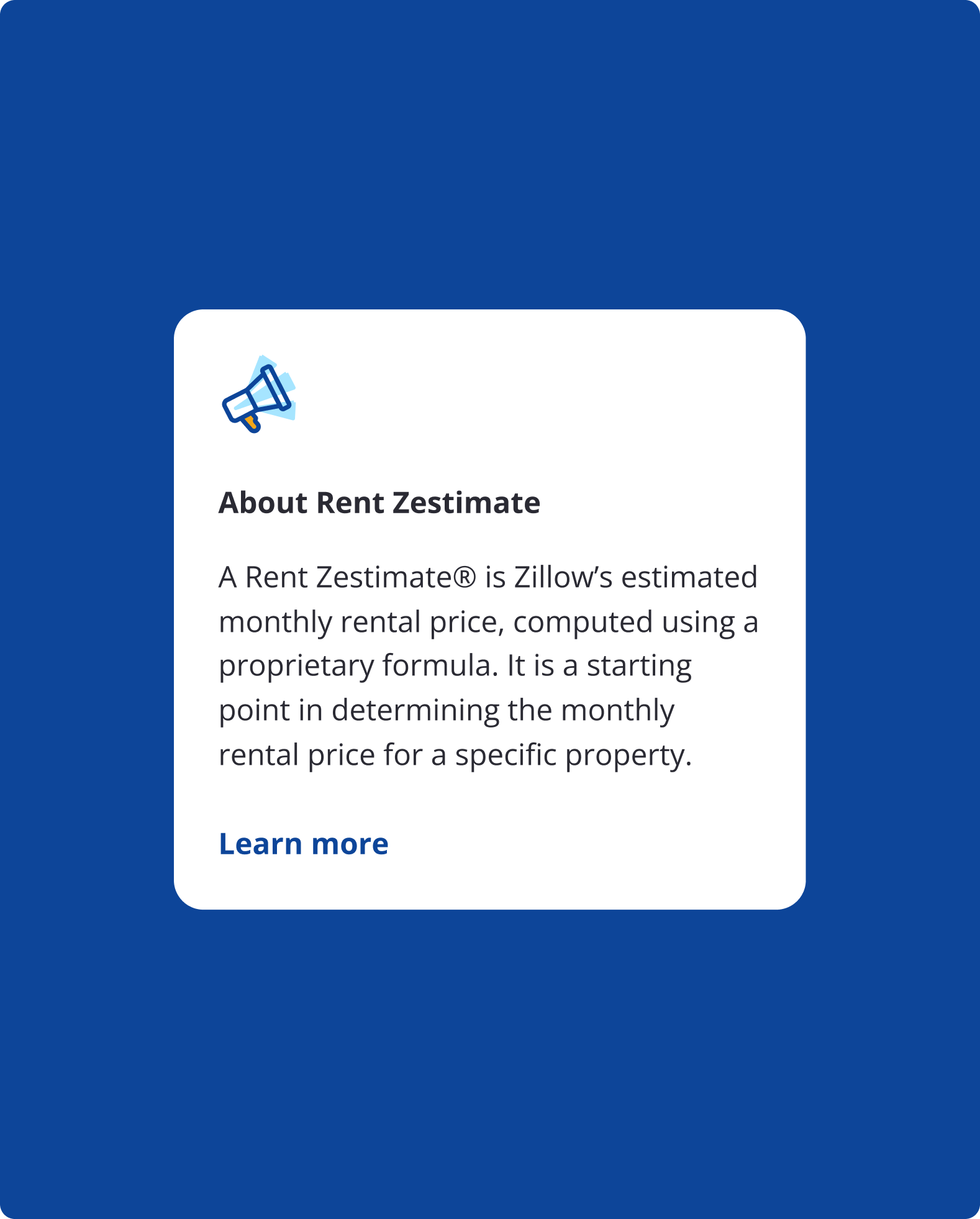 Zillow — Rent Zestimate card